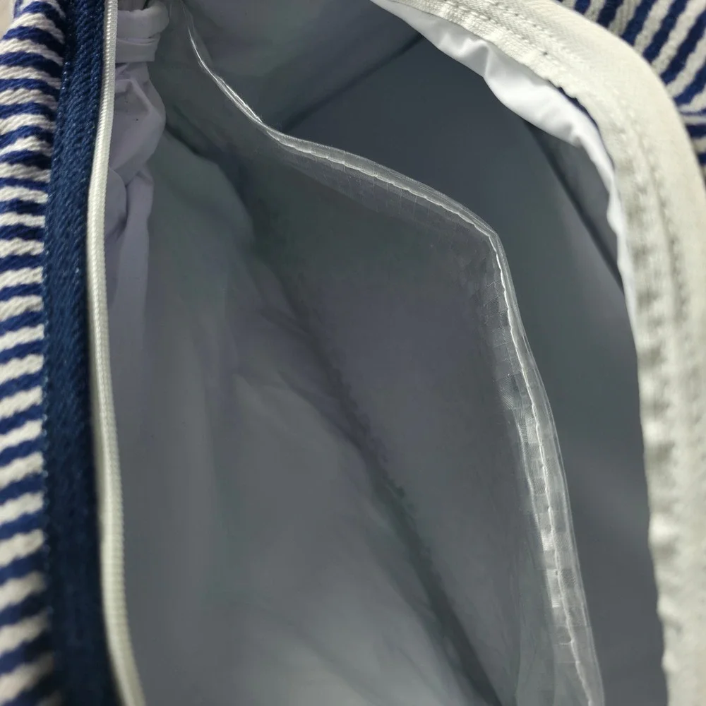 Vintage Baby Sac Denim Diaper Bag Satchel Navy Blue White Stripe NWT 90s